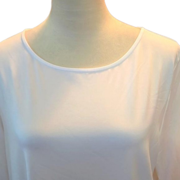 Susan Graver Short Sleeve White-Liquid Knit Top Women size L - Picture 2 of 8